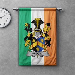 ScotsTee Shop Irish Wright Clan Coat of Arms Irish Tartan Gonfalon Flag