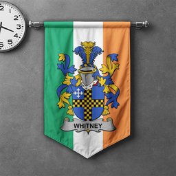 ScotsTee Shop Irish Whitney Clan Coat of Arms Irish Tartan Gonfalon Flag