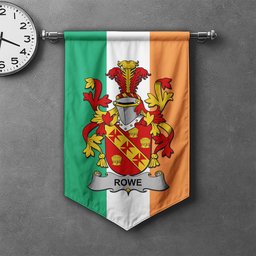 ScotsTee Shop Irish Rowe Clan Coat of Arms Irish Tartan Gonfalon Flag