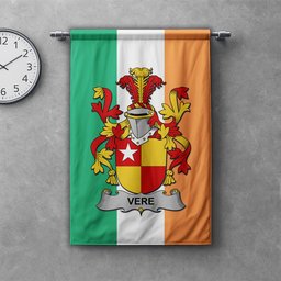 ScotsTee Shop Irish Vere Clan Coat of Arms Irish Tartan Gonfalon Flag