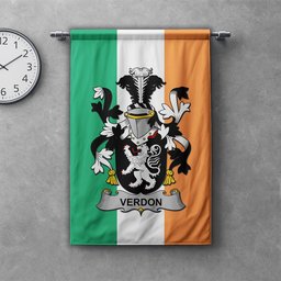 ScotsTee Shop Irish Verdon Clan Coat of Arms Irish Tartan Gonfalon Flag