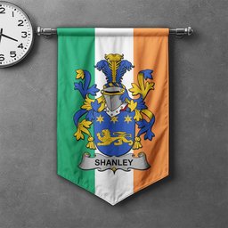 ScotsTee Shop Irish Shanley or McShanly Clan Coat of Arms Irish Tartan Gonfalon Flag