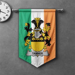 ScotsTee Shop Irish Tanner Clan Coat of Arms Irish Tartan Gonfalon Flag