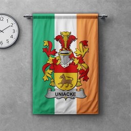 ScotsTee Shop Irish Uniacke Clan Coat of Arms Irish Tartan Gonfalon Flag