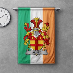 ScotsTee Shop Irish Alley Clan Coat of Arms Irish Tartan Gonfalon Flag