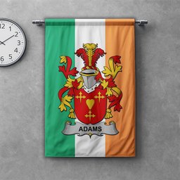 ScotsTee Shop Irish Adams Clan Coat of Arms Irish Tartan Gonfalon Flag