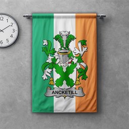 ScotsTee Shop Irish Ancketill Clan Coat of Arms Irish Tartan Gonfalon Flag