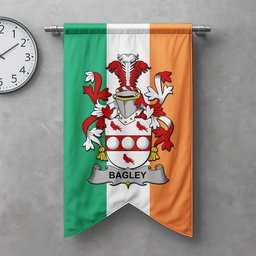 ScotsTee Shop Irish Bagley or Begley Clan Coat of Arms Irish Tartan Gonfalon Flag