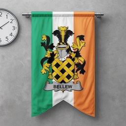 ScotsTee Shop Irish Bellew Clan Coat of Arms Irish Tartan Gonfalon Flag