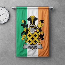 ScotsTee Shop Irish Bellew Clan Coat of Arms Irish Tartan Gonfalon Flag