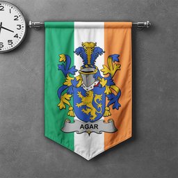 ScotsTee Shop Irish Agar Clan Coat of Arms Irish Tartan Gonfalon Flag