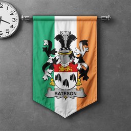 ScotsTee Shop Irish Bateson Clan Coat of Arms Irish Tartan Gonfalon Flag