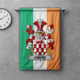 ScotsTee Shop Irish Armory Clan Coat of Arms Irish Tartan Gonfalon Flag