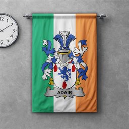 ScotsTee Shop Irish Adair Clan Coat of Arms Irish Tartan Gonfalon Flag