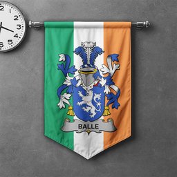 ScotsTee Shop Irish Balle Clan Coat of Arms Irish Tartan Gonfalon Flag