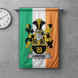 ScotsTee Shop Irish Ambrose Clan Coat of Arms Irish Tartan Gonfalon Flag