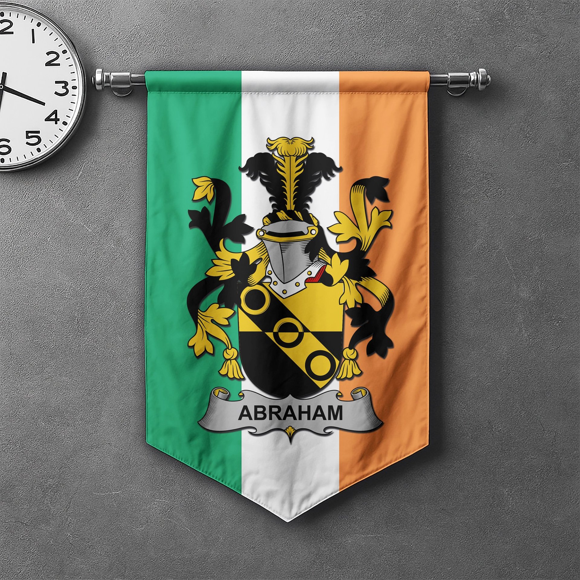ScotsTee Shop Irish Abraham Clan Coat of Arms Irish Tartan Gonfalon Flag