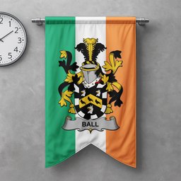 ScotsTee Shop Irish Ball Clan Coat of Arms Irish Tartan Gonfalon Flag