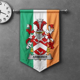 ScotsTee Shop Irish Armorer Clan Coat of Arms Irish Tartan Gonfalon Flag