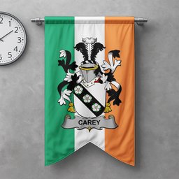 ScotsTee Shop Irish Carey or Cary Clan Coat of Arms Irish Tartan Gonfalon Flag