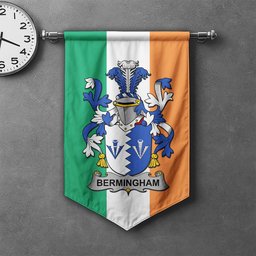 ScotsTee Shop Irish Bermingham Clan Coat of Arms Irish Tartan Gonfalon Flag