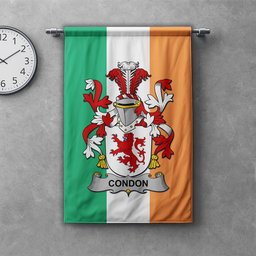 ScotsTee Shop Irish Condon Clan Coat of Arms Irish Tartan Gonfalon Flag