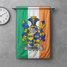 ScotsTee Shop Irish Cromwell Clan Coat of Arms Irish Tartan Gonfalon Flag