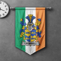 ScotsTee Shop Irish Cromwell Clan Coat of Arms Irish Tartan Gonfalon Flag