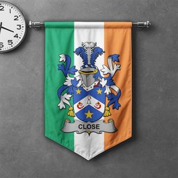 ScotsTee Shop Irish Close Clan Coat of Arms Irish Tartan Gonfalon Flag