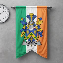 ScotsTee Shop Irish Carthew Clan Coat of Arms Irish Tartan Gonfalon Flag