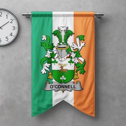 ScotsTee Shop Irish Connell or O'Connell Clan Coat of Arms Irish Tartan Gonfalon Flag