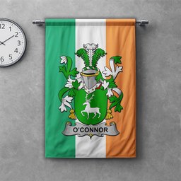 ScotsTee Shop Irish Connor or O'Connor (Corcomroe) Clan Coat of Arms Irish Tartan Gonfalon Flag