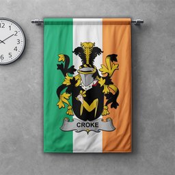 ScotsTee Shop Irish Croke Clan Coat of Arms Irish Tartan Gonfalon Flag