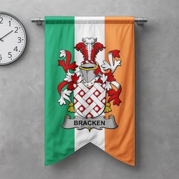 ScotsTee Shop Irish Bracken or O'Bracken Clan Coat of Arms Irish Tartan Gonfalon Flag