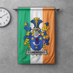 ScotsTee Shop Irish Comerford Clan Coat of Arms Irish Tartan Gonfalon Flag