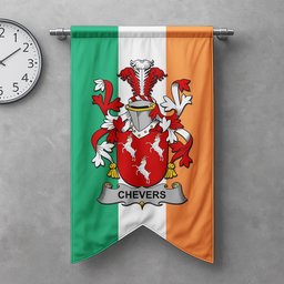 ScotsTee Shop Irish Chevers Clan Coat of Arms Irish Tartan Gonfalon Flag