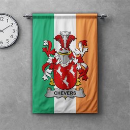 ScotsTee Shop Irish Chevers Clan Coat of Arms Irish Tartan Gonfalon Flag