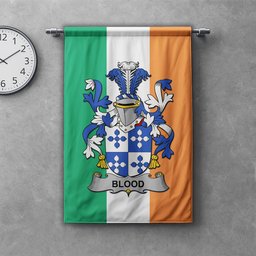 ScotsTee Shop Irish Blood Clan Coat of Arms Irish Tartan Gonfalon Flag