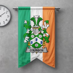 ScotsTee Shop Irish Colinson Clan Coat of Arms Irish Tartan Gonfalon Flag