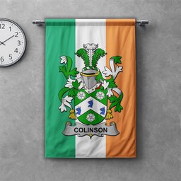 ScotsTee Shop Irish Colinson Clan Coat of Arms Irish Tartan Gonfalon Flag