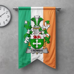 ScotsTee Shop Irish Crombie Clan Coat of Arms Irish Tartan Gonfalon Flag