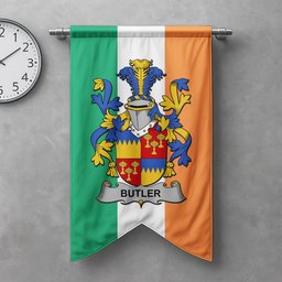 ScotsTee Shop Irish Butler Clan Coat of Arms Irish Tartan Gonfalon Flag