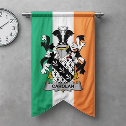 ScotsTee Shop Irish Carolan Clan Coat of Arms Irish Tartan Gonfalon Flag
