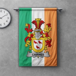 ScotsTee Shop Irish Cairnes Clan Coat of Arms Irish Tartan Gonfalon Flag