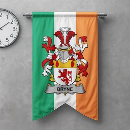 ScotsTee Shop Irish Bryne or Brinn Clan Coat of Arms Irish Tartan Gonfalon Flag