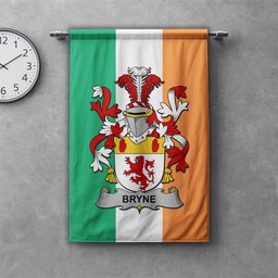 ScotsTee Shop Irish Bryne or Brinn Clan Coat of Arms Irish Tartan Gonfalon Flag