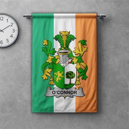 ScotsTee Shop Irish Connor or O'Connor (Sligo) Clan Coat of Arms Irish Tartan Gonfalon Flag