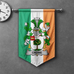 ScotsTee Shop Irish Crowe or McEnchroe Clan Coat of Arms Irish Tartan Gonfalon Flag