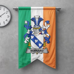 ScotsTee Shop Irish Bernard Clan Coat of Arms Irish Tartan Gonfalon Flag