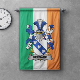 ScotsTee Shop Irish Bernard Clan Coat of Arms Irish Tartan Gonfalon Flag